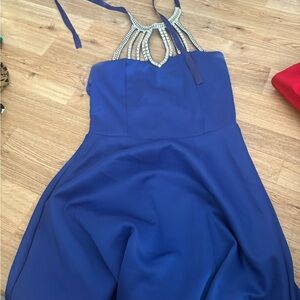 Elegant Blue Halter Dress
